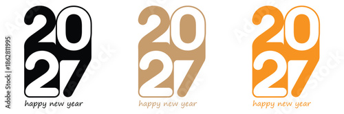 Happy New Year 2027 colorful typographic designs,Happy new year typography vector eps,2027 number design template. 2027 New Year logo text design. Vector illustration.