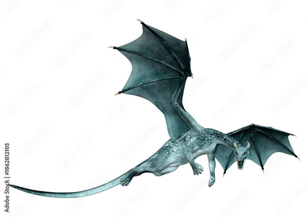Fototapeta premium 3D Rendering Fairy Tale Dragon on White