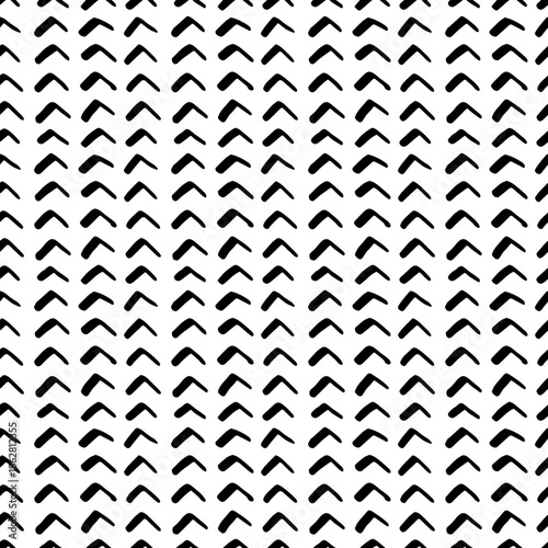 Geometric pattern showcasing hand-drawn triangular elements. Seamless doodle design with abstract rough brush textures, and simple black shapes for modern textiles.