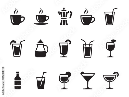 Wallpaper Mural Drink Icons Vector Illustration Set for Cafe and Bar Torontodigital.ca