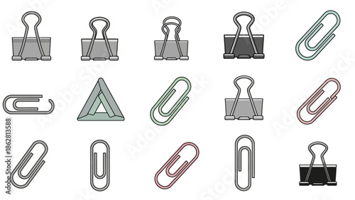 Binder clips and paper clips collection.