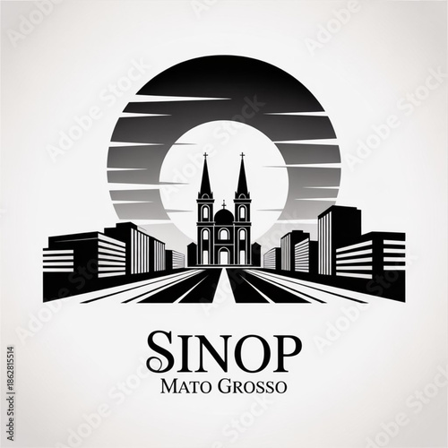 Sinop Skyline Silhouette — An Agribusiness Capital of Northern Mato Grosso Vector Illustration