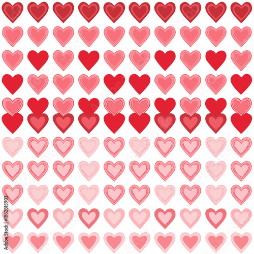 Seamless repeating heart pattern in flat vector style, perfect for Valentine’s Day designs, packaging, textile, wrapping paper, backgrounds, and romantic themed projects. Clean solid colors with simpl