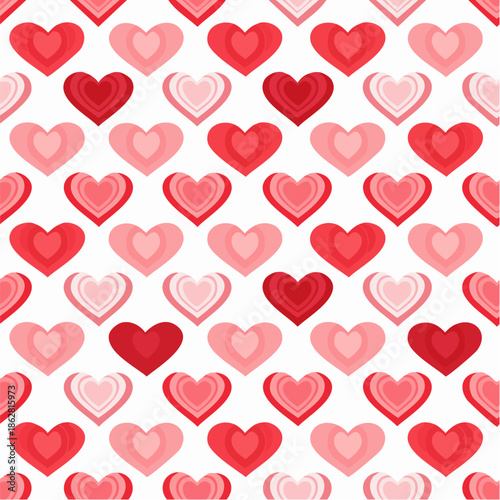 Seamless repeating heart pattern in flat vector style, perfect for Valentine’s Day designs, packaging, textile, wrapping paper, backgrounds, and romantic themed projects. Clean solid colors with simpl
