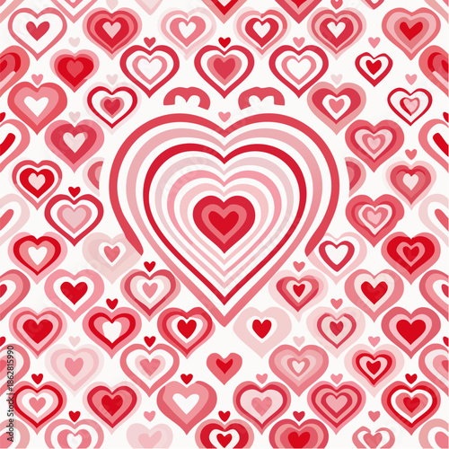 Seamless repeating heart pattern in flat vector style, perfect for Valentine’s Day designs, packaging, textile, wrapping paper, backgrounds, and romantic themed projects. Clean solid colors with simpl