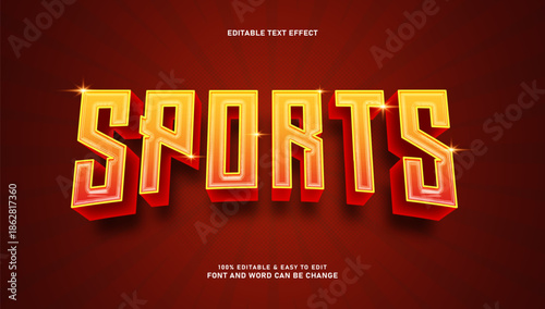 3D Sports Editable Text Effect with Red and Orange Gradient Style