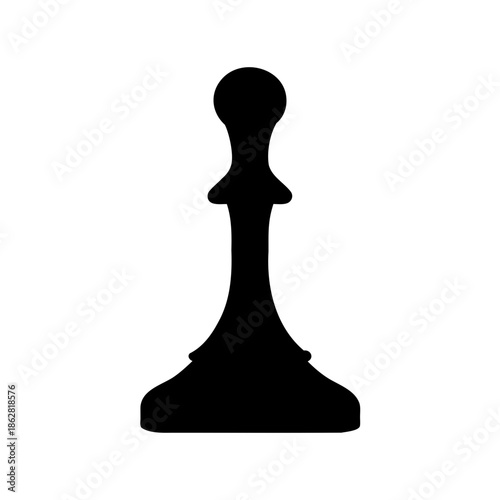 Black silhouette of a pawn chess piece against a white background