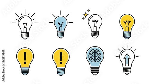 Collection of light bulb icons.