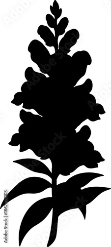 Simple black floral spike plant silhouette graphic illustration