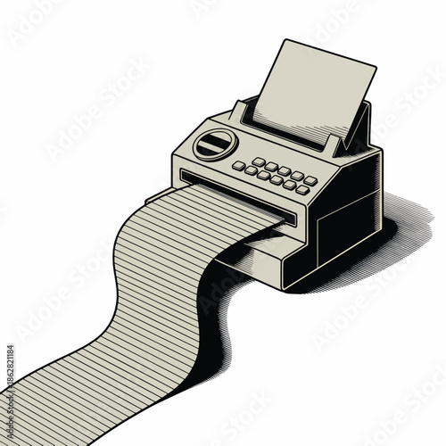 A surreal illustration of a cash register with a long, winding receipt emerging from it, set against a plain white background with a subtle shadow.