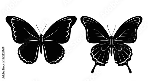 Elegant black and white butterfly silhouettes for creative projects and design inspiration