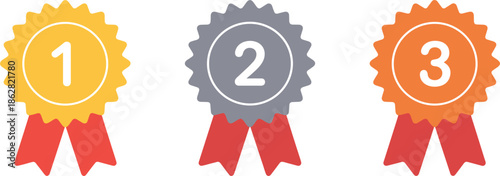 Set of vector gold silver and bronze award ribbons for first second and third place winners