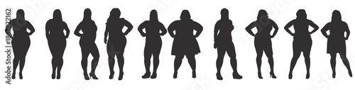 fat women silhouettes vector