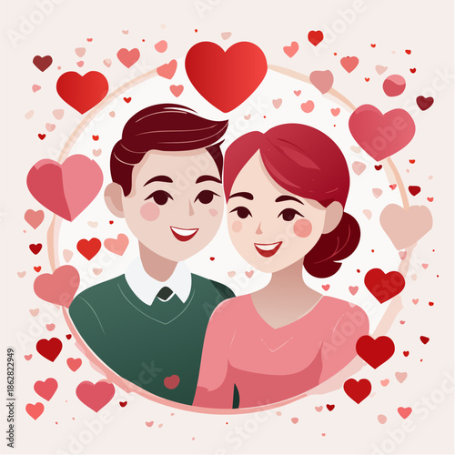 Flat vector illustration of a romantic couple celebrating love and Valentine’s Day. Perfect for posters, social media, banners, and relationship-themed designs.