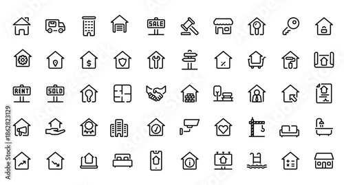 Real estate outline icon and symbol for website, application
