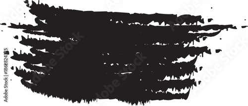 Black Ink Brush Stroke Texture — Grunge Abstract Paint Splash Vector Background
