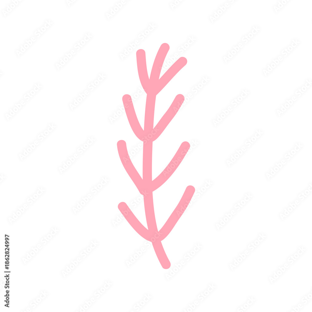 Obraz premium Cute pink botanical branch sticker illustration isolated on a transparent background