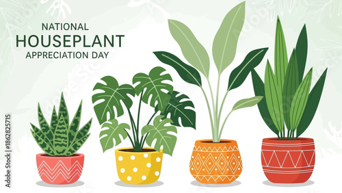 Celebrating national houseplant appreciation day with a vibrant display of potted indoor plants