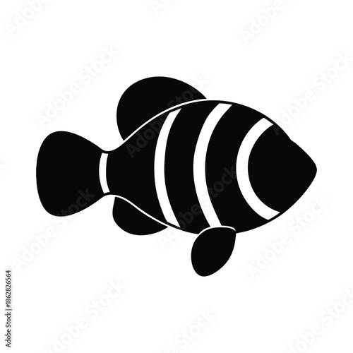 Clownfish silhouette vector, Underwater elements, Marine life nautical vector, Seafood silhouette vector