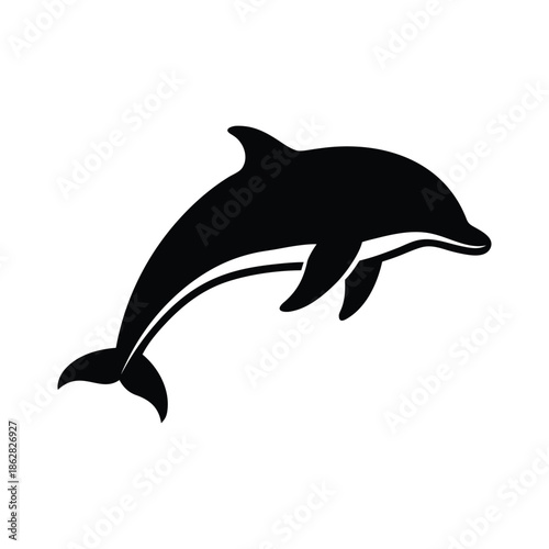 Dolphin silhouette vector, Underwater elements, Marine life nautical vector, Seafood silhouette vector
