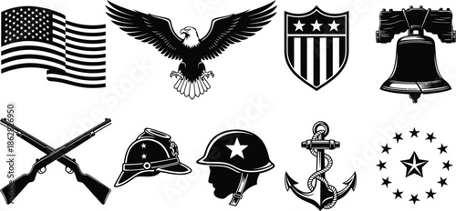 American patriotic symbols and military emblems