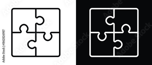 Puzzle pieces flat simple vector icon. Simple pieces Puzzle black vector icon. Perfect jigsaw puzzle vector illustration.