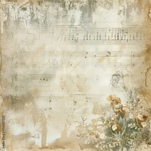 Vintage music notes old paper texture background