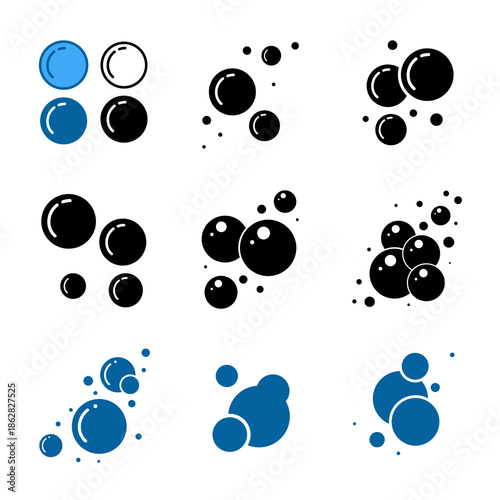 Soap foam bubbles vector icon. Fizzy drink, champagne pictogram, oxygen bubbles design