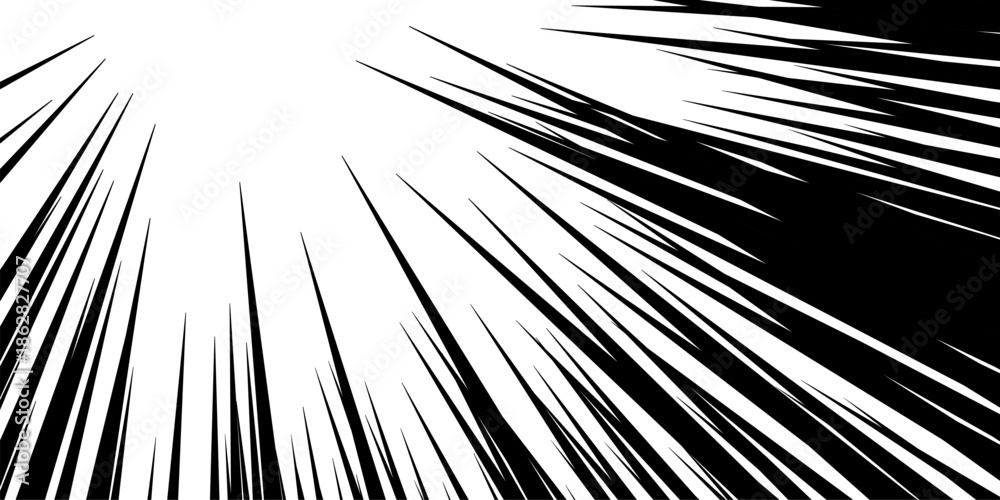 Obraz premium Speed line comic background. Radial burst cartoon effect, motion vector pattern
