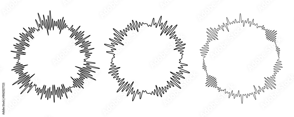 Obraz premium Sound wave circular line pattern. Round music vector, abstract radial icon