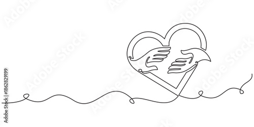 Editable vector stroke of Love and Care. Autism related concept. Continuous one line drawing. Vector illustration