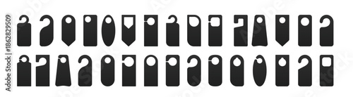 Hotel door hanger tags template icon signs set flat style design vector illustration.