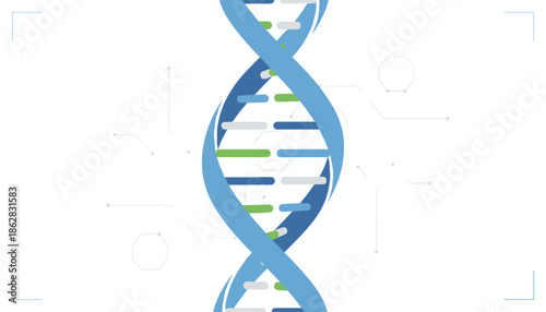 Modern dna double helix with digital elements genetics and data analysis concept