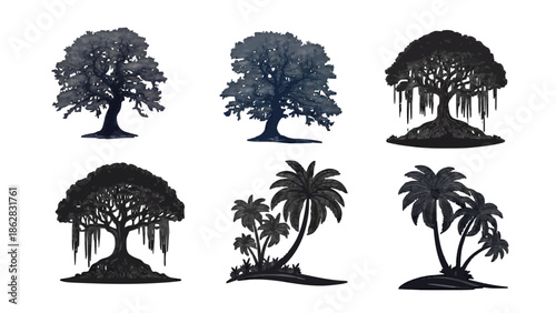 Modern Black Silhouette tree image 