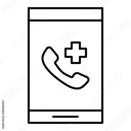 health emergency contact line icon with editable stroke
