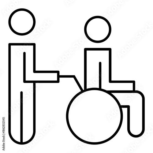 wheelchair assistance line icon with editable stroke