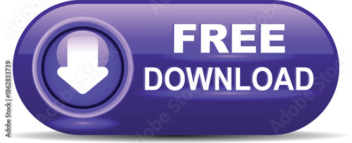 download button for internet website use. Blue Download icon on isolated white background with shadow.