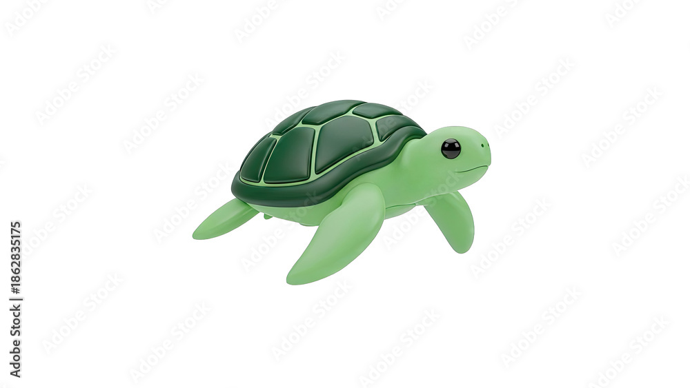 Fototapeta premium Cute 3D Green Turtle Character