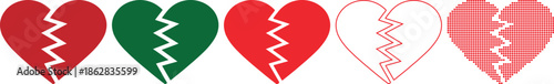 broken hearts in different colors and patterns