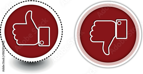 Illustration of thumbs up and down buttons. Vector Thumbs Up and Down Buttons.