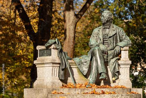 Monument of writer Theodor Fontane, Neuruppin, Brandenburg, Germany