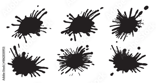 set of grunge blots splats paint splash vector illustration