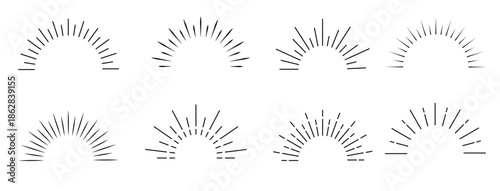 Set of sun rays starburst background. Sunburst icons set for summer element.