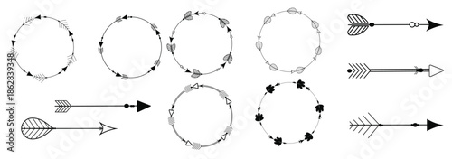 set tribal ethnic arrow dividers native indian bow boho