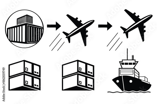 set of transport icons