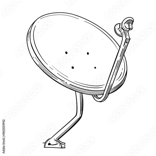 Parabolic satellite vector line art hand drawn illustration