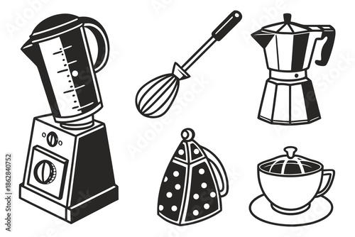 vector set of kitchen utensils