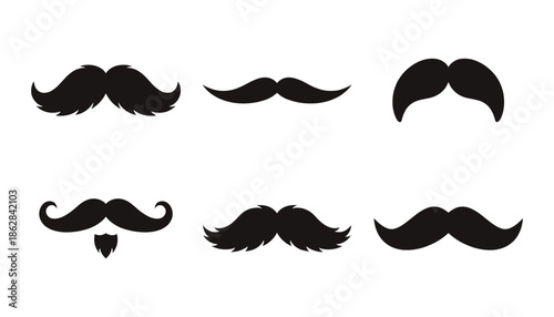 Collection of Black Mustache Silhouettes - Men's Facial Hair Styles 