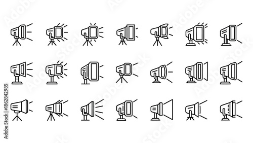 Collection of studio lighting equipment icons 1.