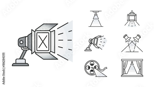 Film projector and movie making icons.